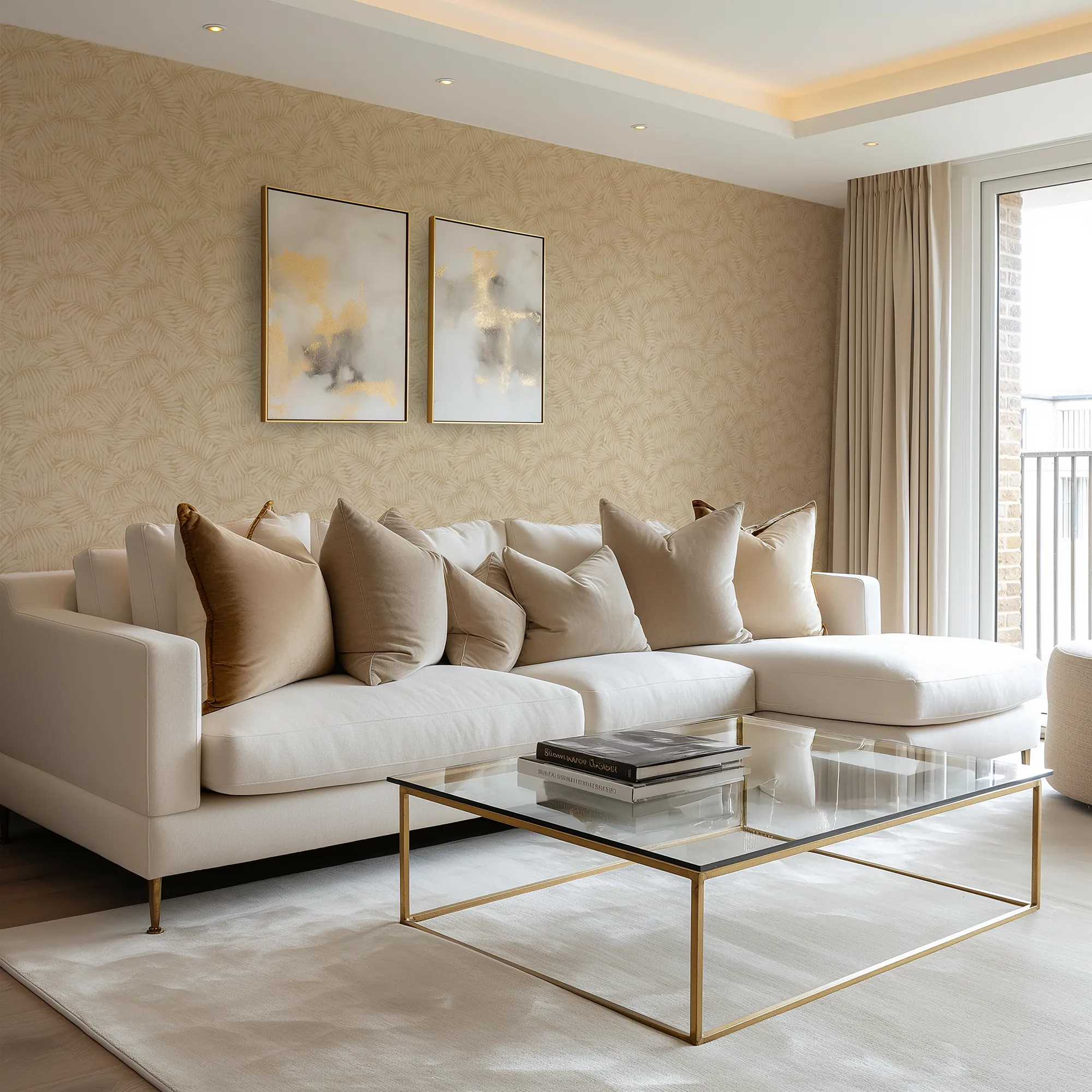 Fern Leaf Wallpaper in Caramel Latte