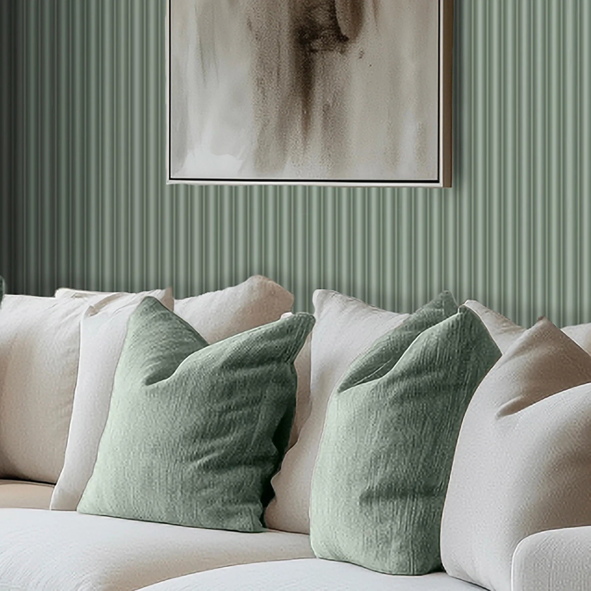 Fluted Panel Wallpaper in Sage Green