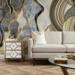 Hercules Full Wall Mural in Navy and Gold