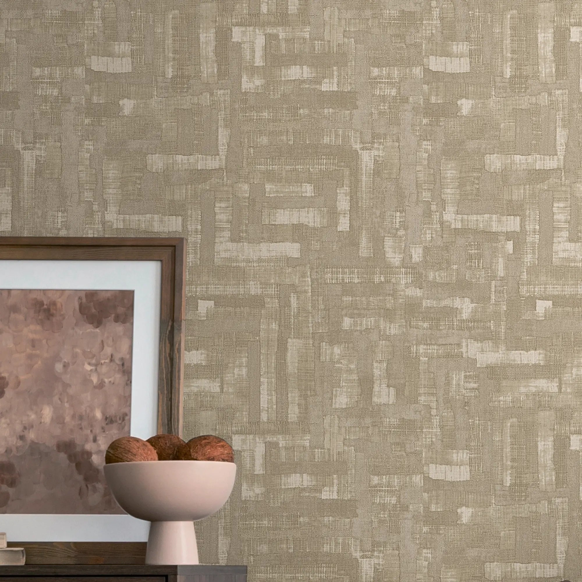 Hessian Weave Wallpaper in Fawn and Beige