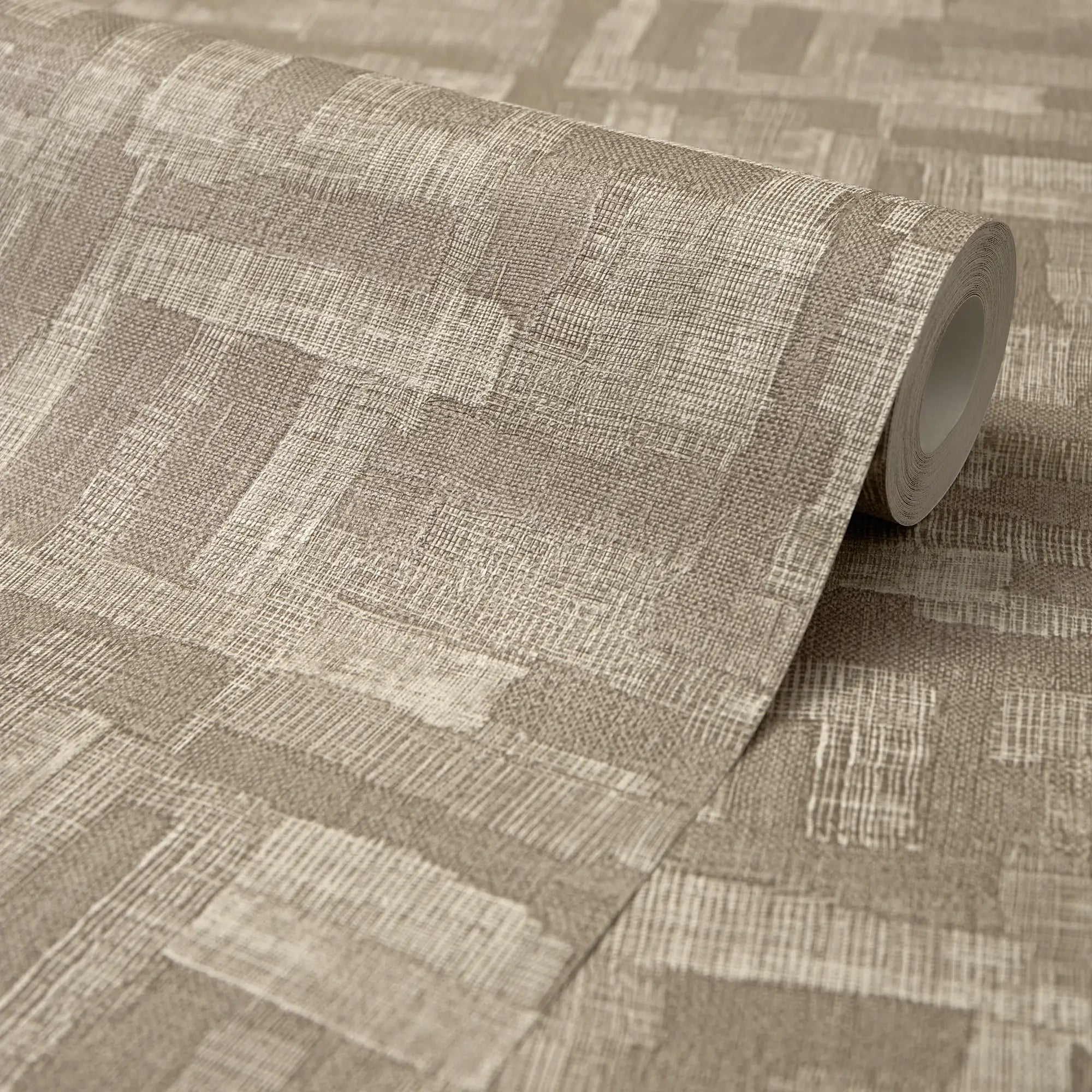 Hessian Weave Wallpaper in Fawn and Beige