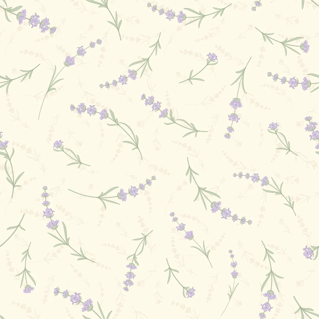 Lavender Cascade Wallpaper in Cream