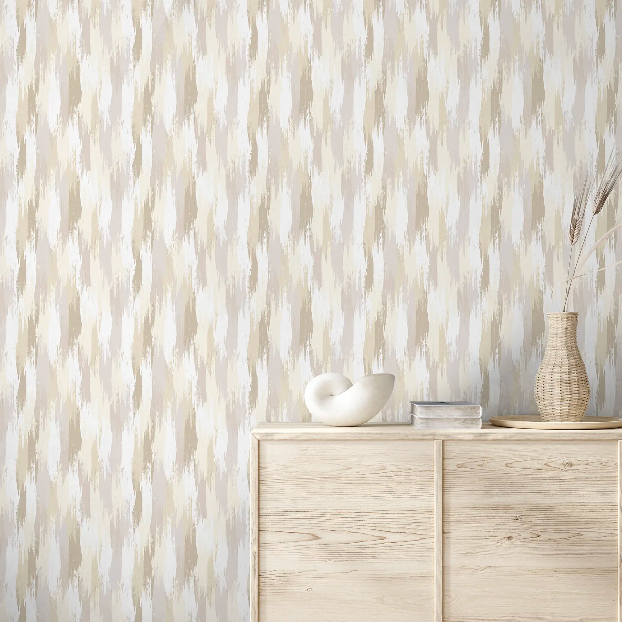 Layered Brushstrokes Wallpaper in Brown and Neutrals