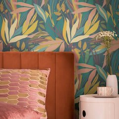 Tropical Canopy Wallpaper in Midnight Hues