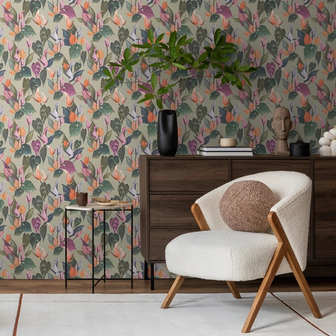 Foliage Flow Wallpaper in Green