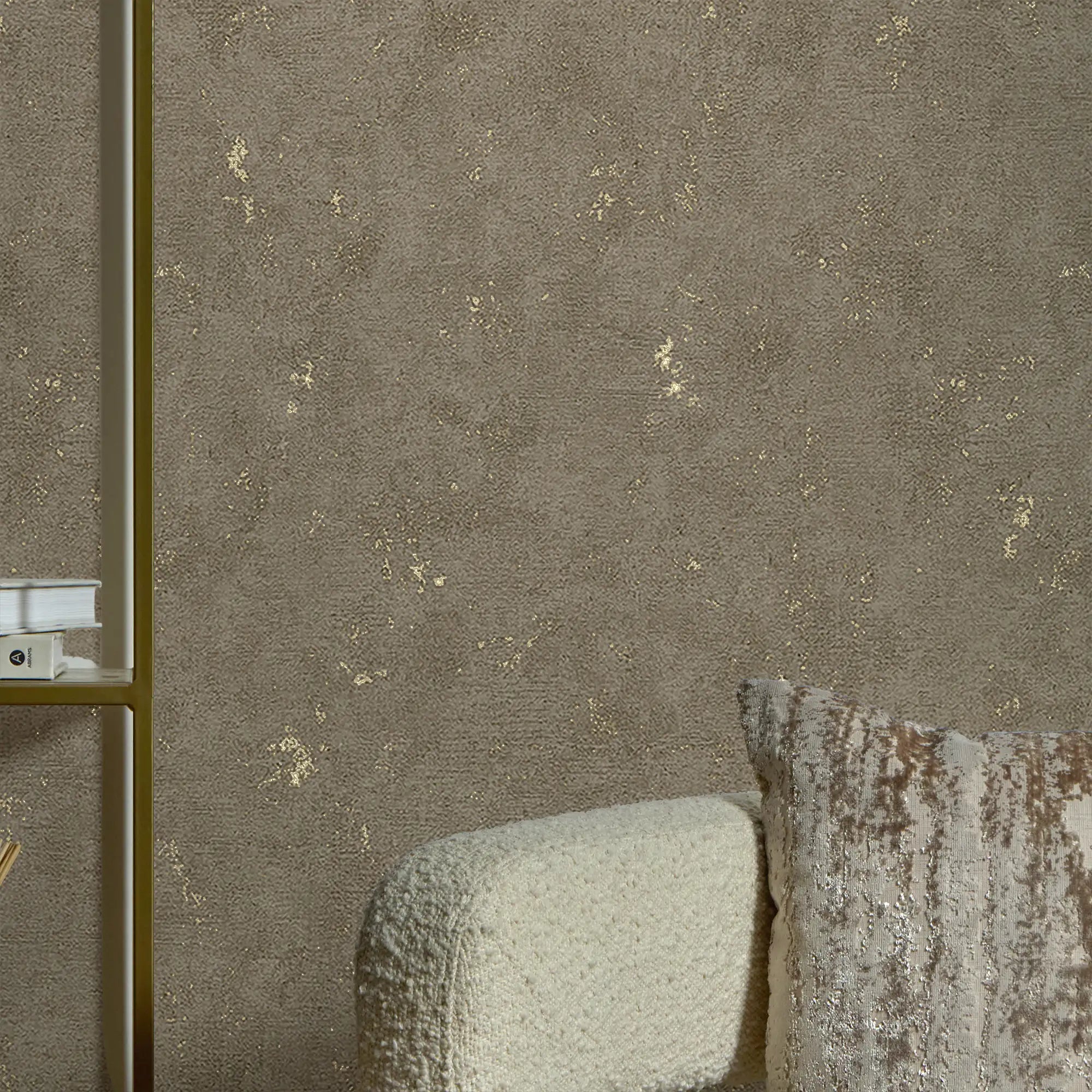 Malmo Wallpaper in Mocha with Gold Metallic