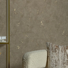 Malmo Wallpaper in Mocha with Gold Metallic