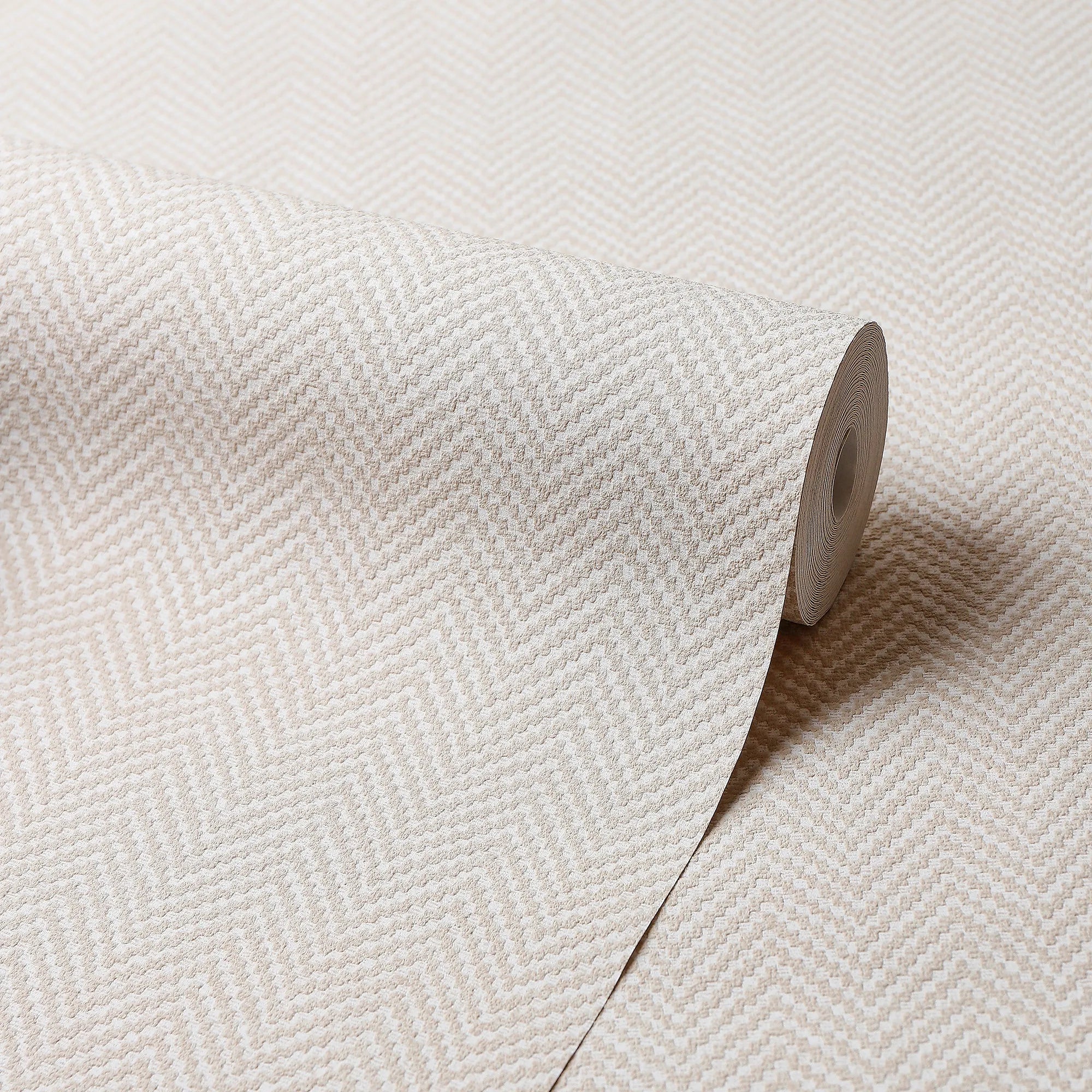Woven Herringbone Wallpaper in Beige