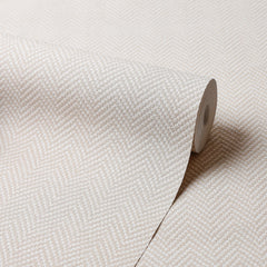 Woven Herringbone Wallpaper in Beige
