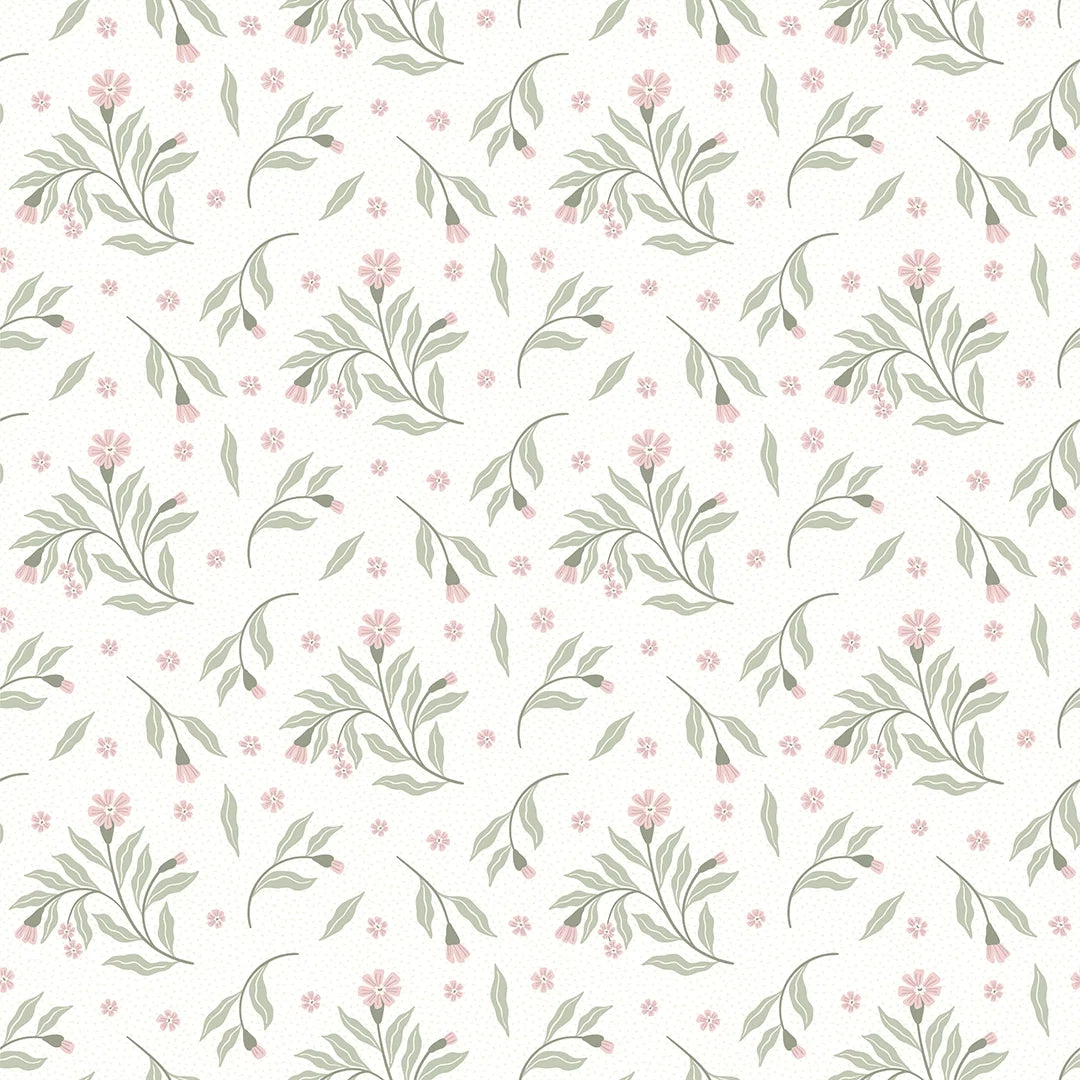 Meadow Flower Dance Wallpaper in Soft Pink