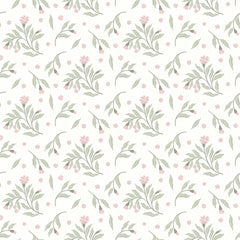 Meadow Flower Dance Wallpaper in Soft Pink