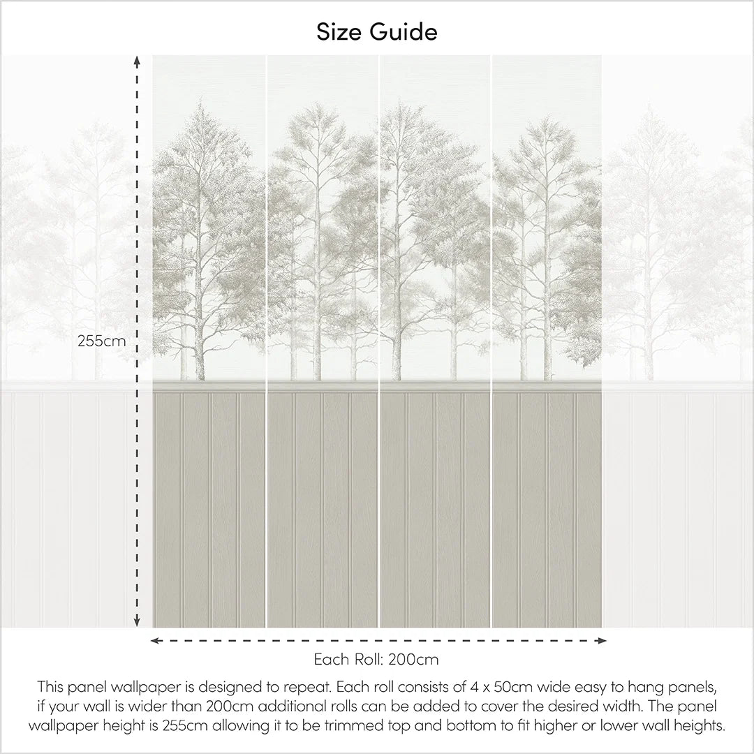 Woodland Whisper Panel Wallpaper in Cream