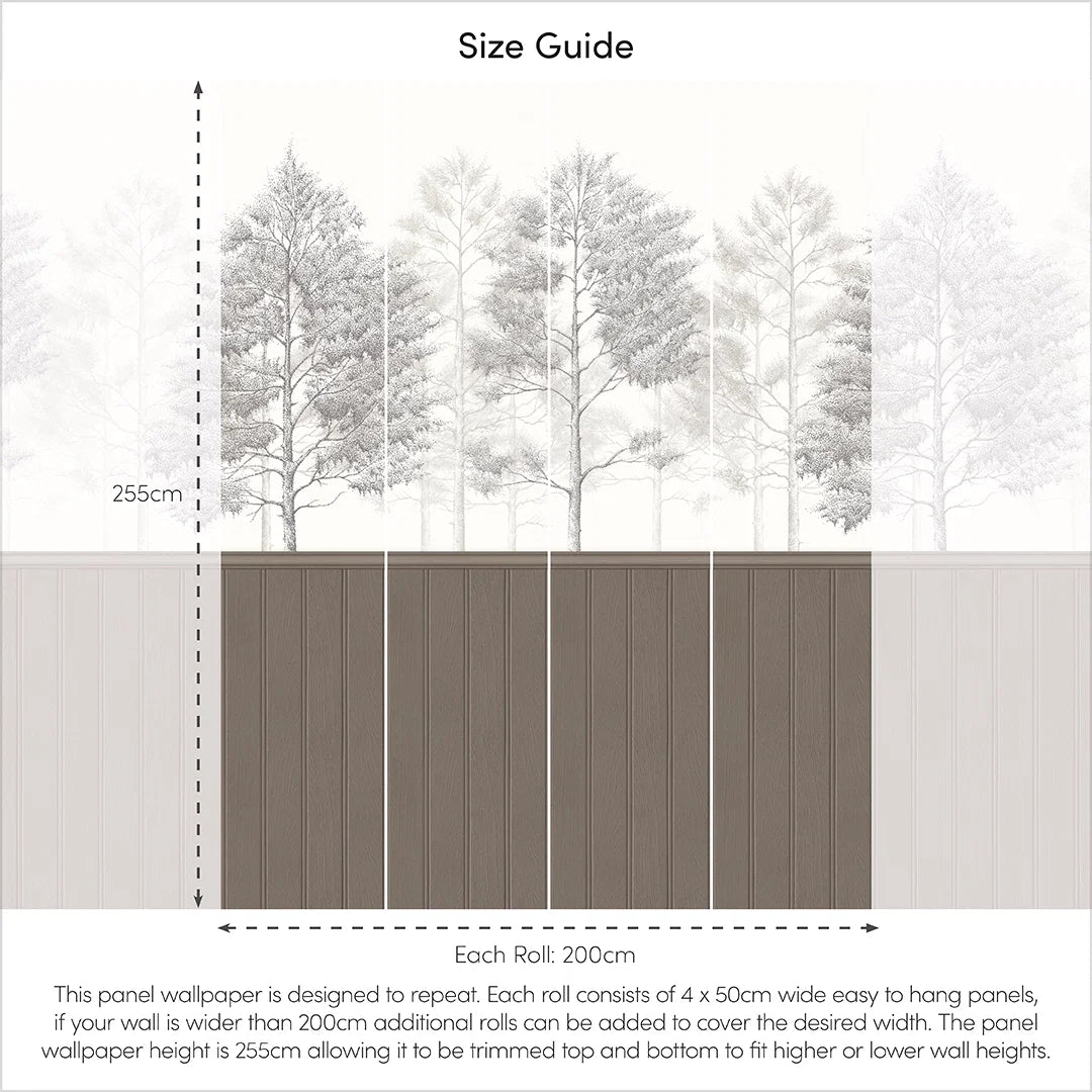 Woodland Whisper Panel Wallpaper in Mocha