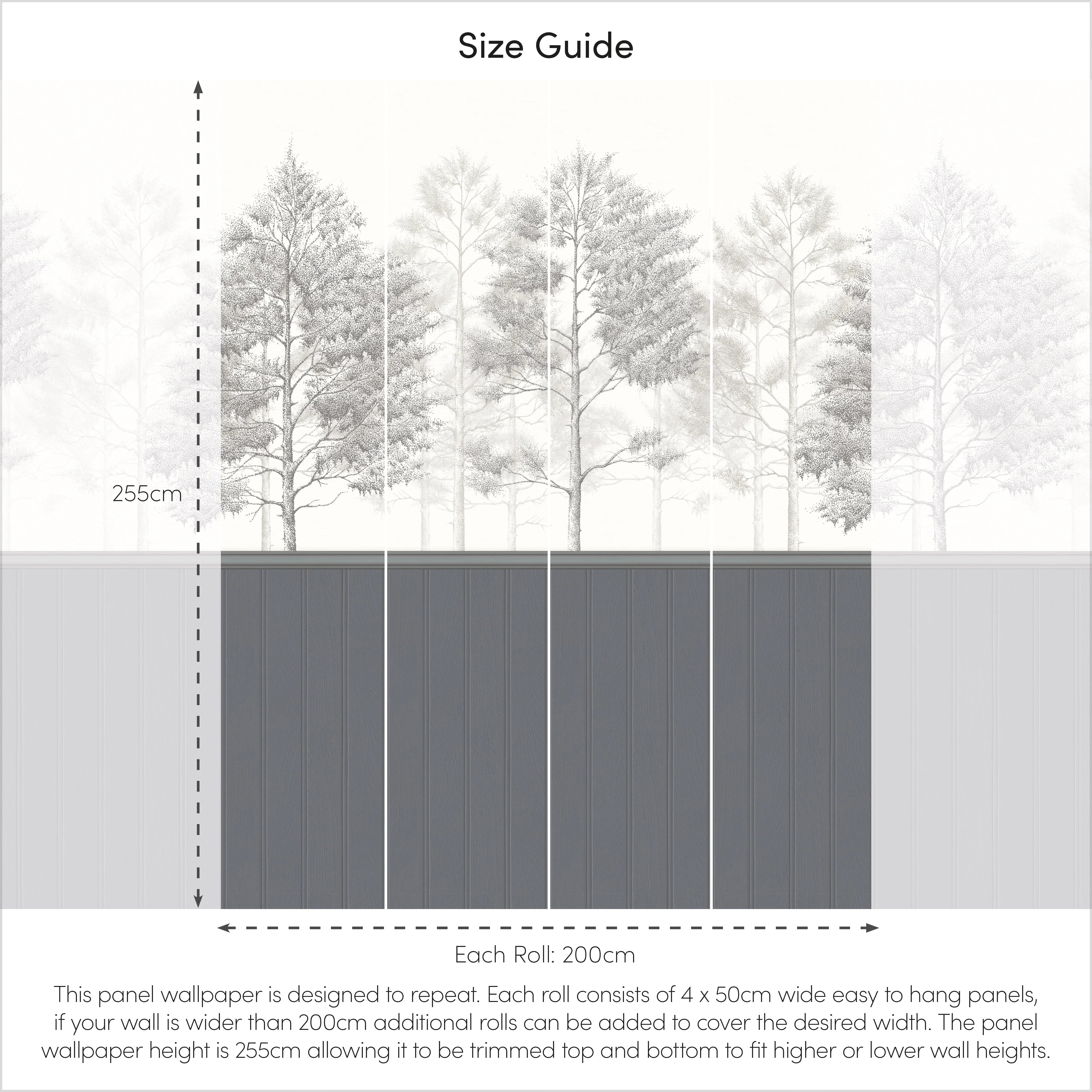 Woodland Whisper Panel Wallpaper in Slate