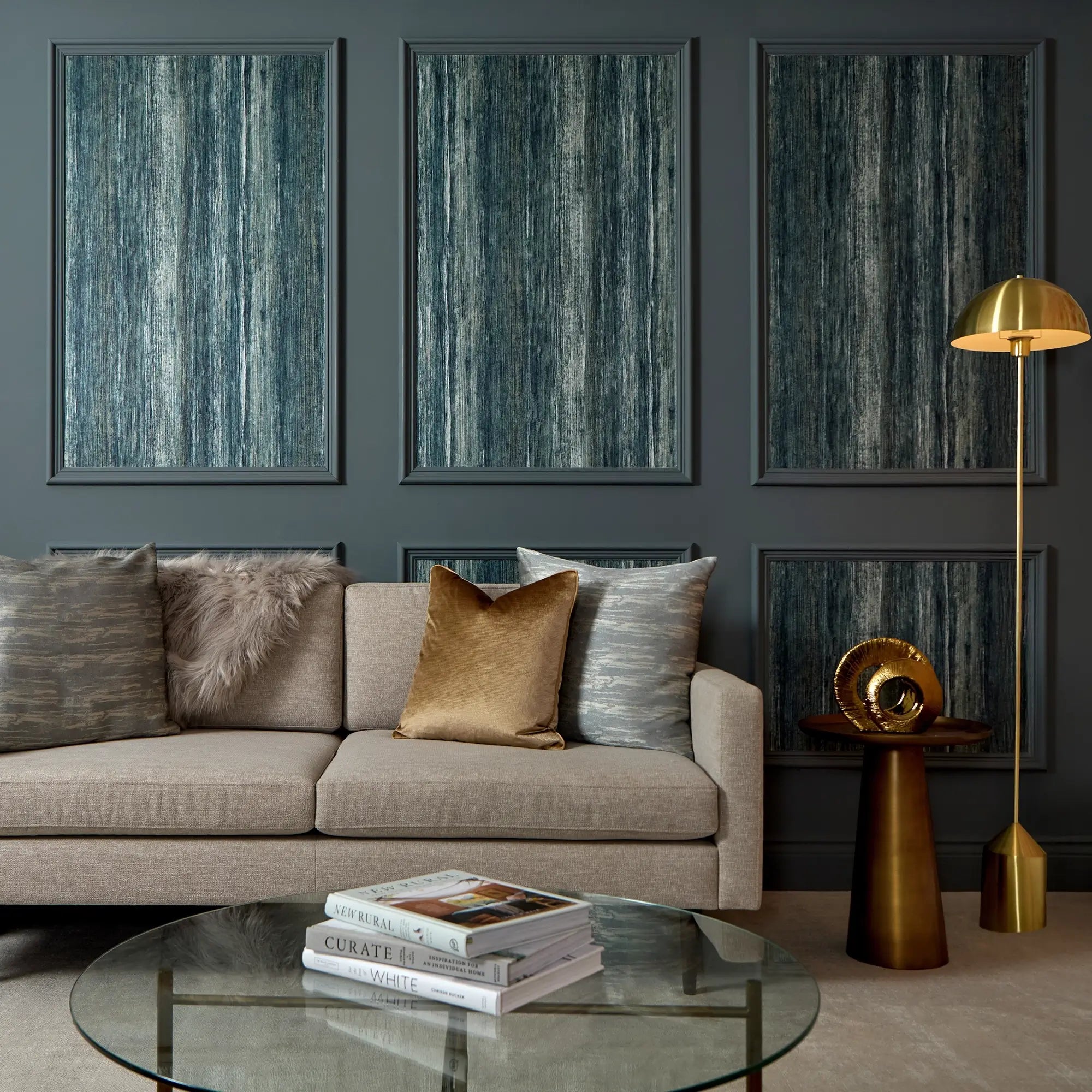 Subtle Ridges Wallpaper in Ocean Blue