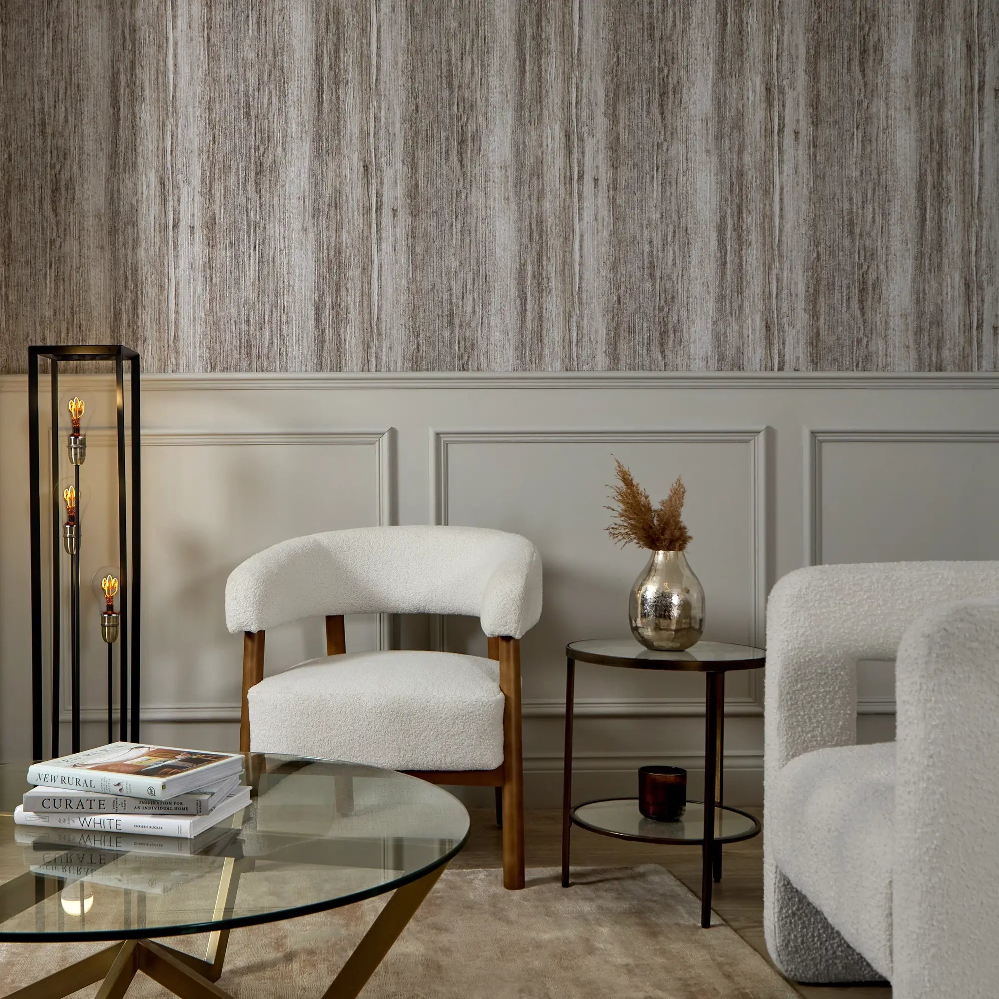 Subtle Ridges Wallpaper in Warm Grey