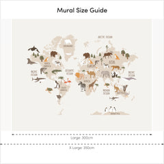 Scandi Safari Map Full Wall Mural in Natural