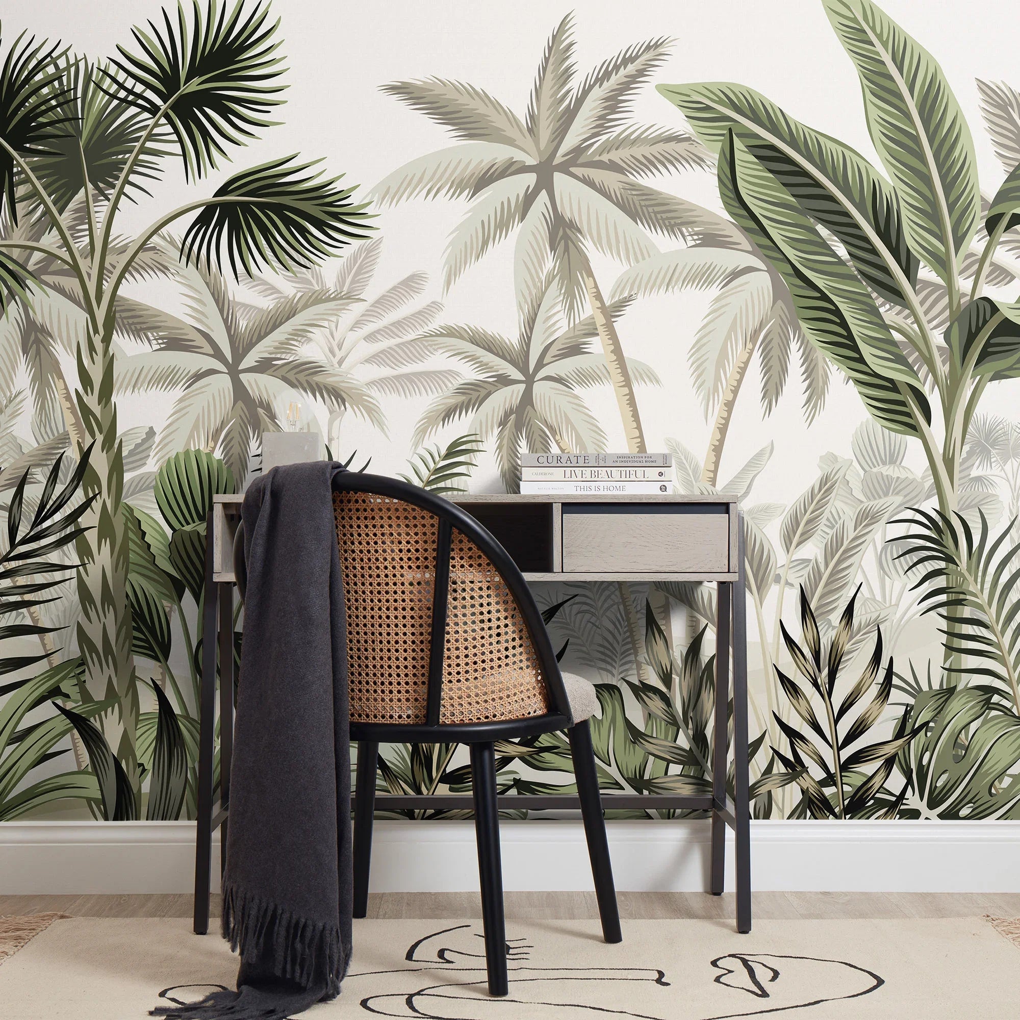 Jungle Escape Full Wall Mural in Green