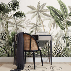 Jungle Escape Full Wall Mural in Green