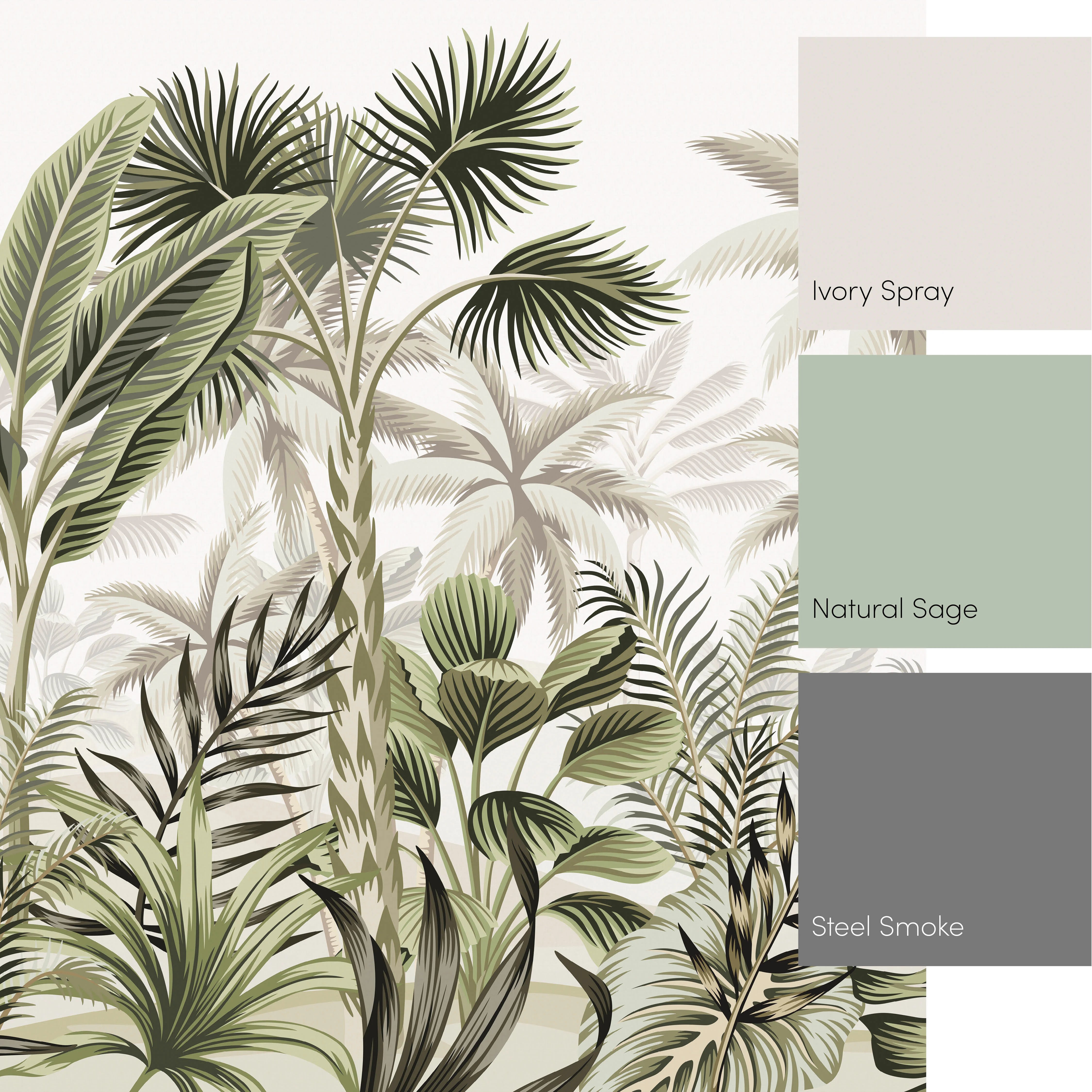 Jungle Escape Full Wall Mural in Green
