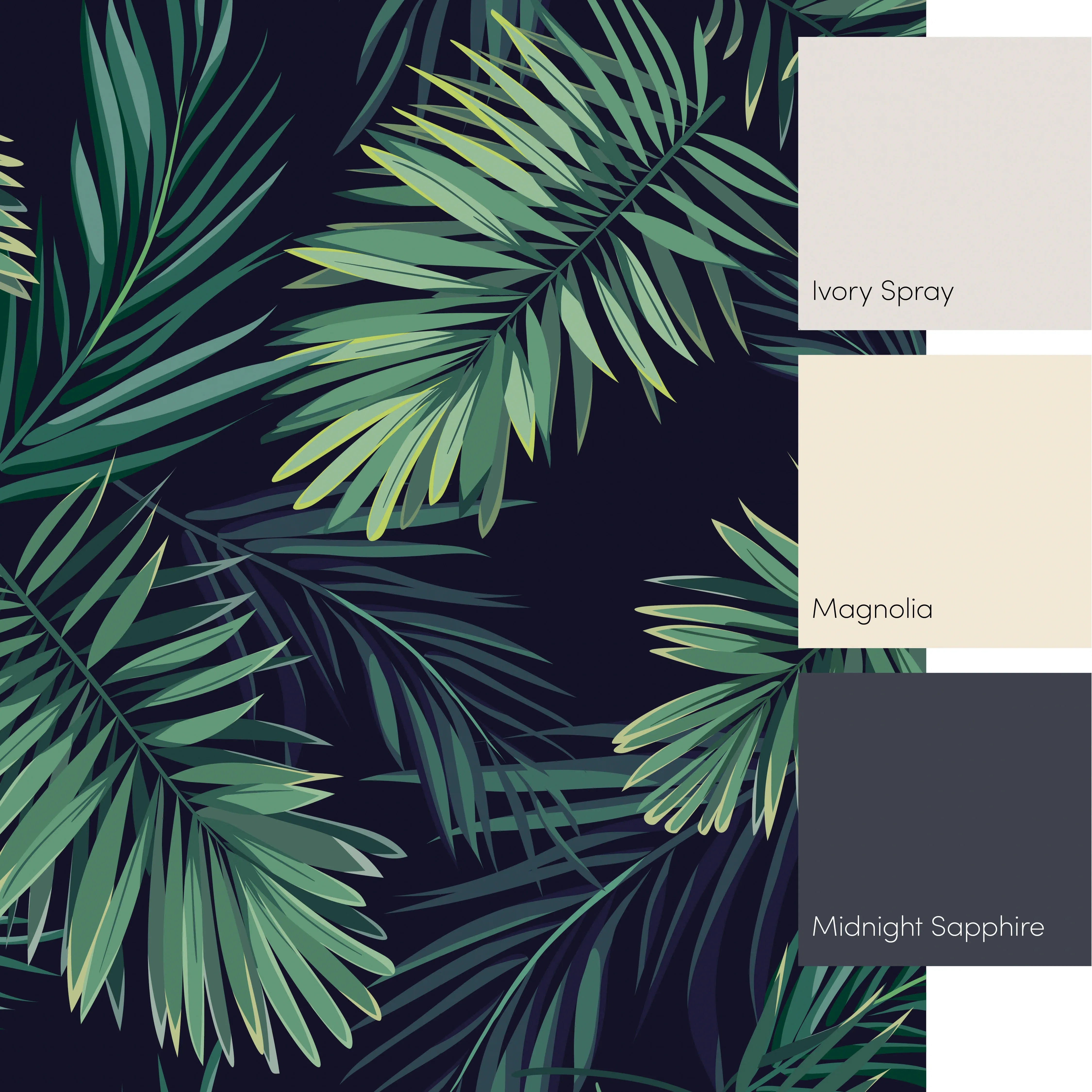 Midnight Tropics Full Wall Mural in Green