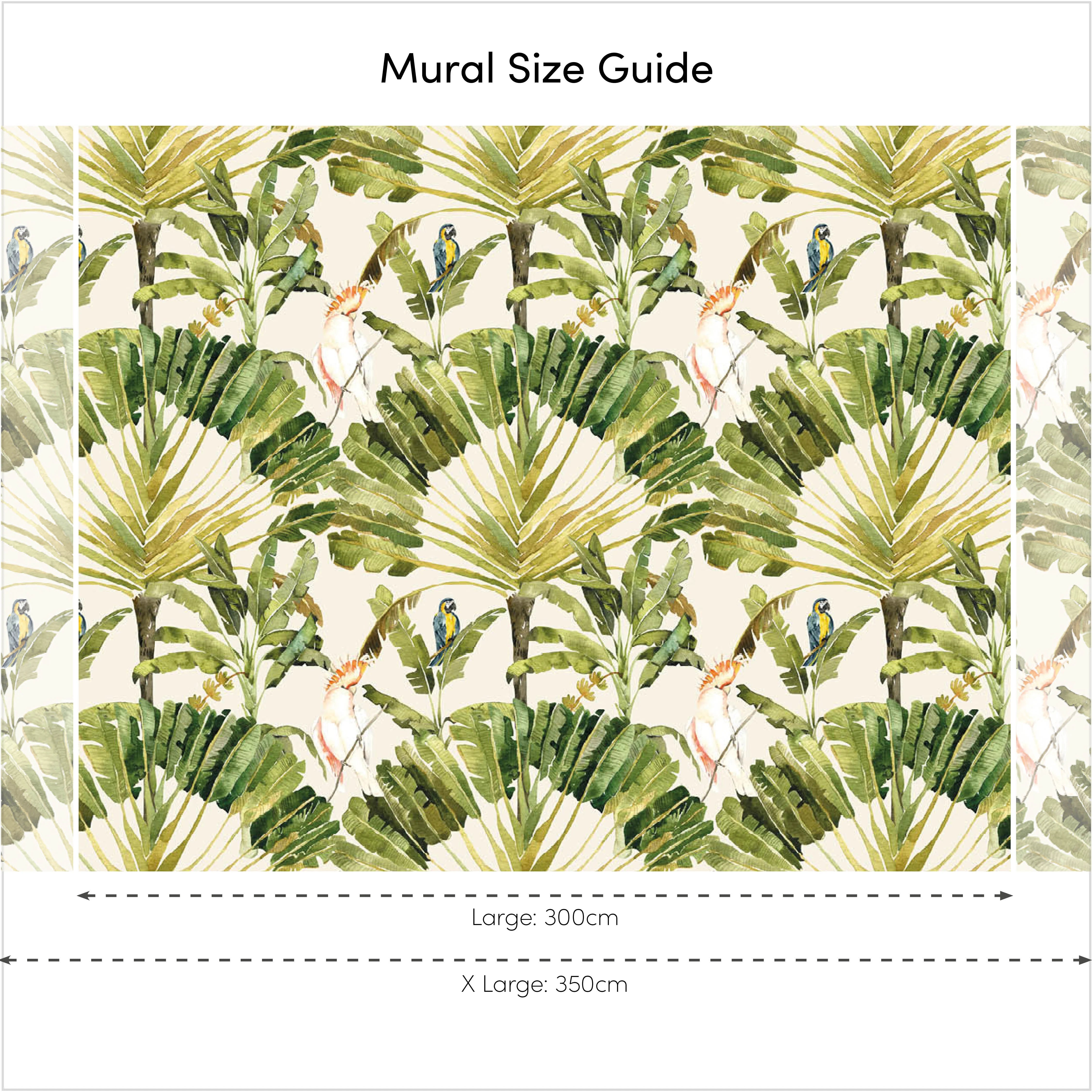 Parrot Paradise Full Wall Mural in Cream