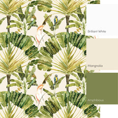 Parrot Paradise Full Wall Mural in Cream