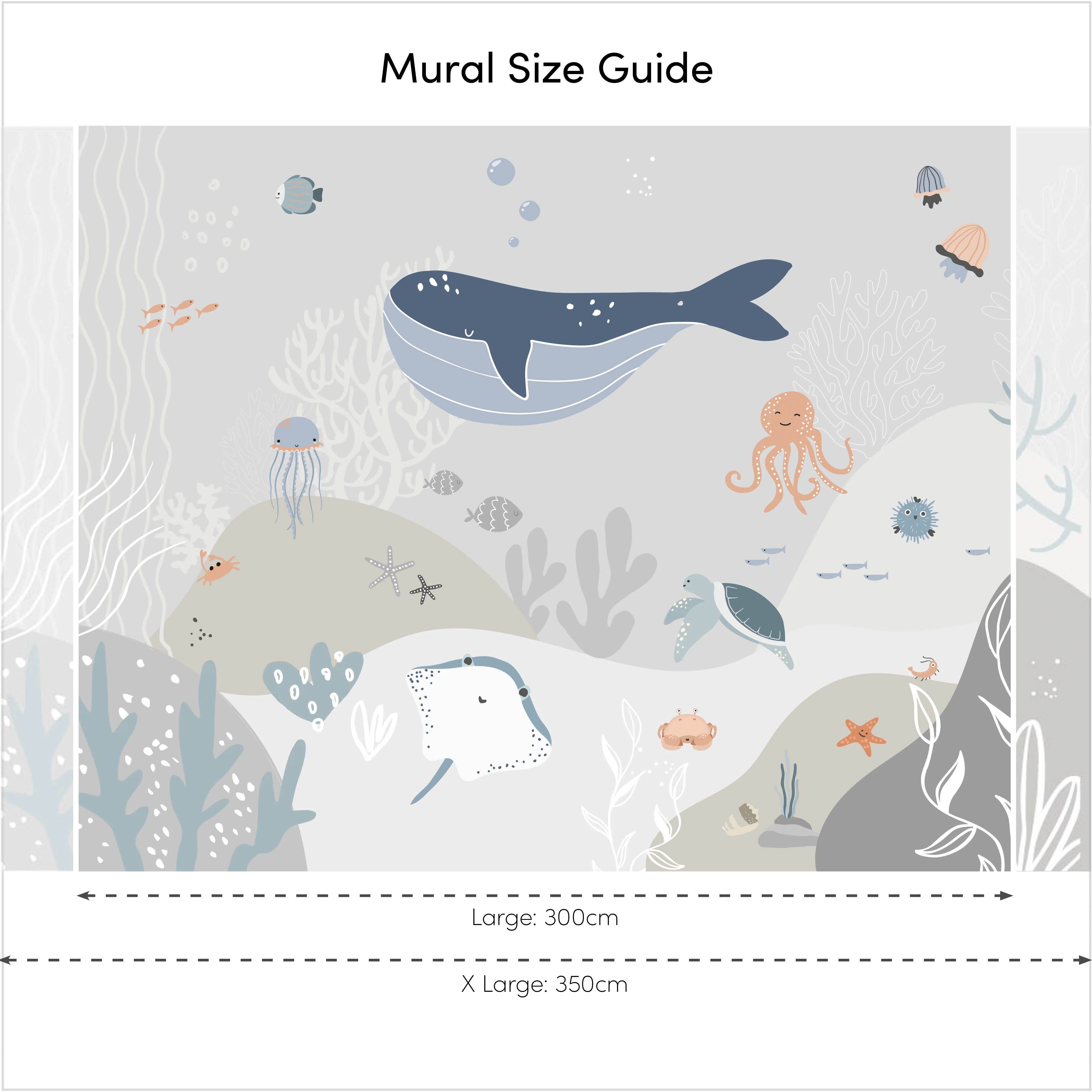 Under The Sea Full Wall Mural in Neutrals