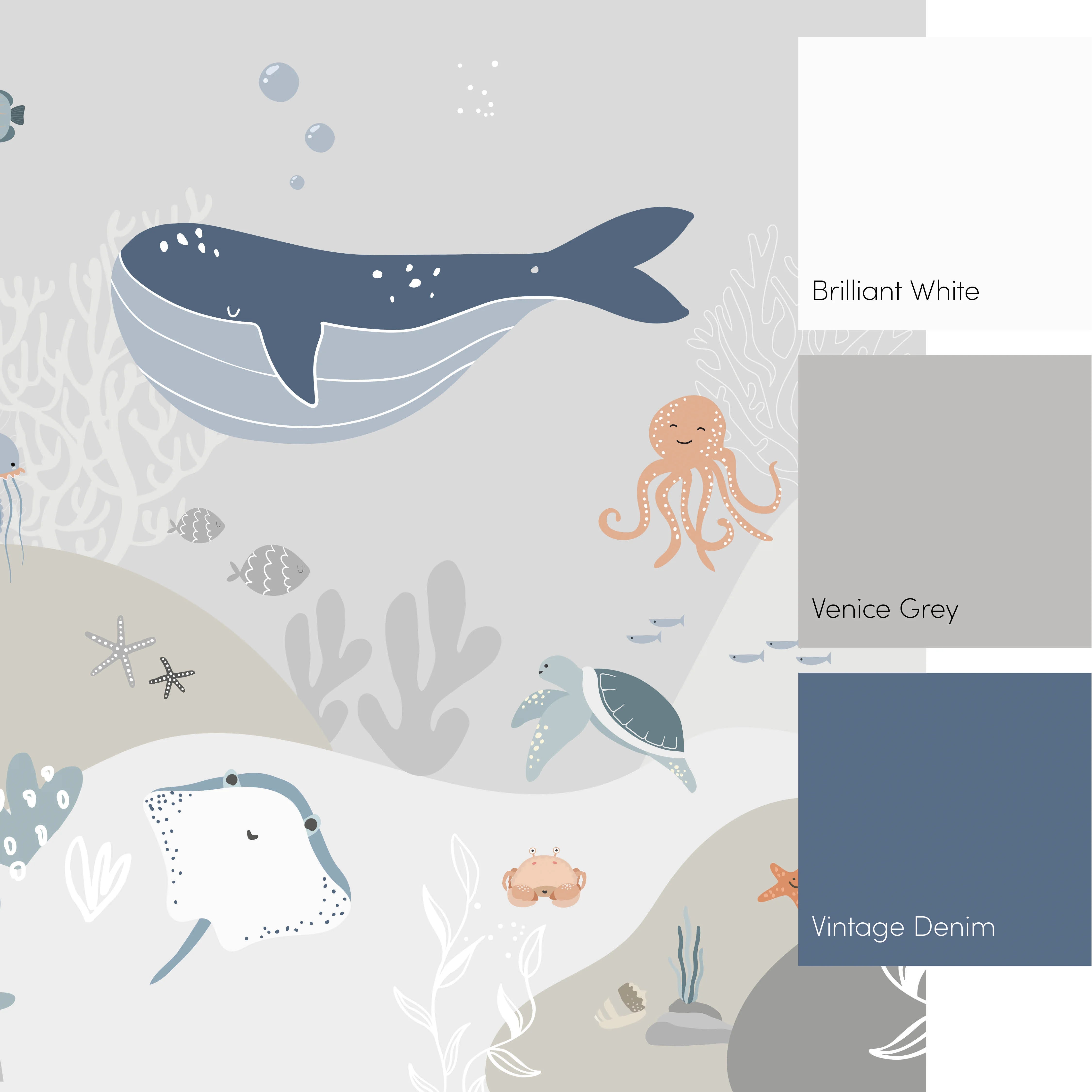 Under The Sea Full Wall Mural in Neutrals