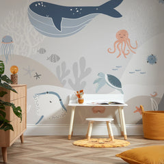Under The Sea Full Wall Mural in Neutrals