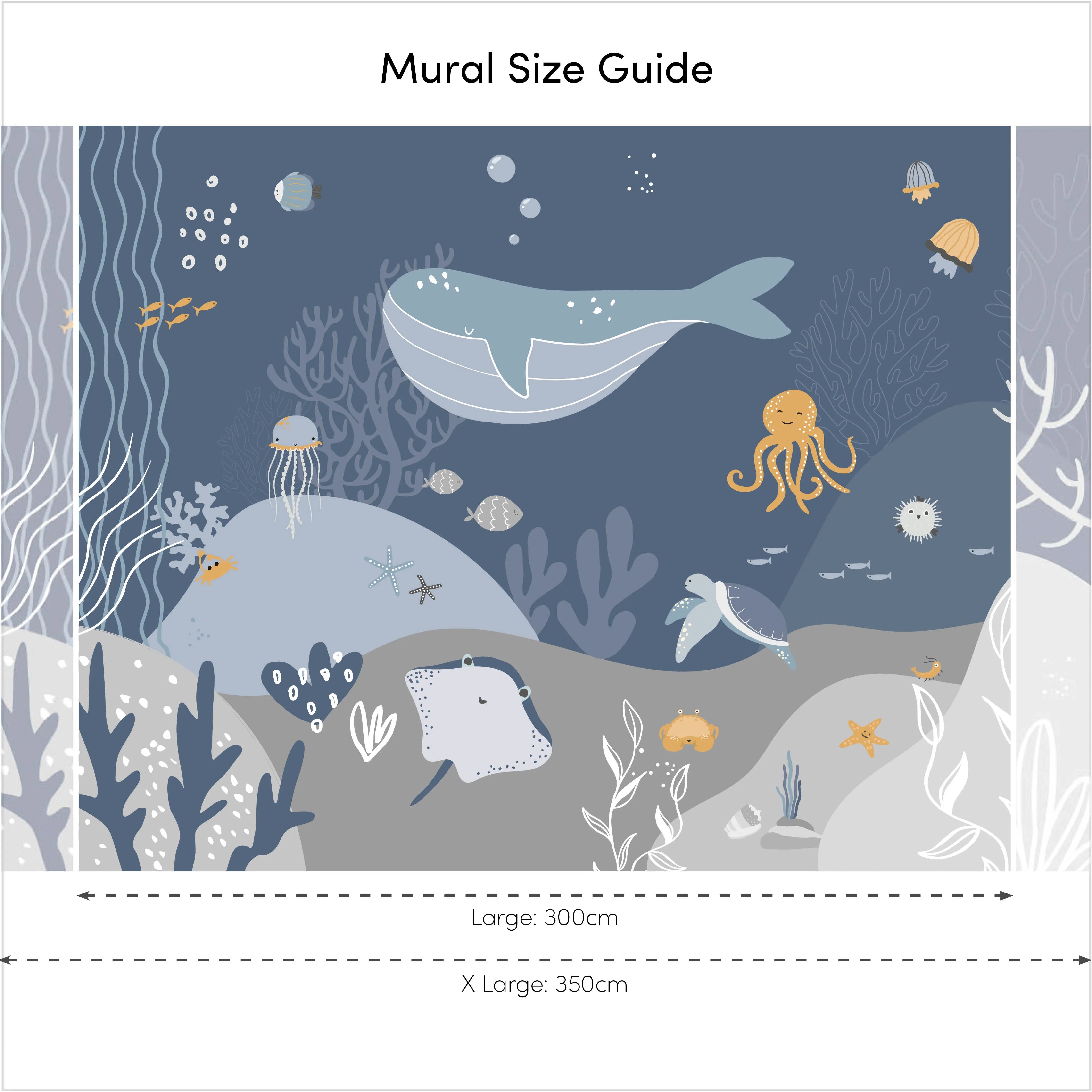 Under The Sea Full Wall Mural in Deep Blue