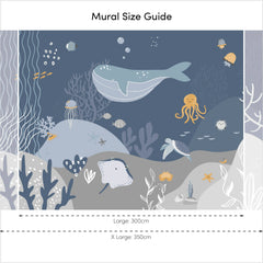 Under The Sea Full Wall Mural in Deep Blue
