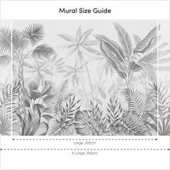 Jungle Escape Full Wall Mural in Pale Grey