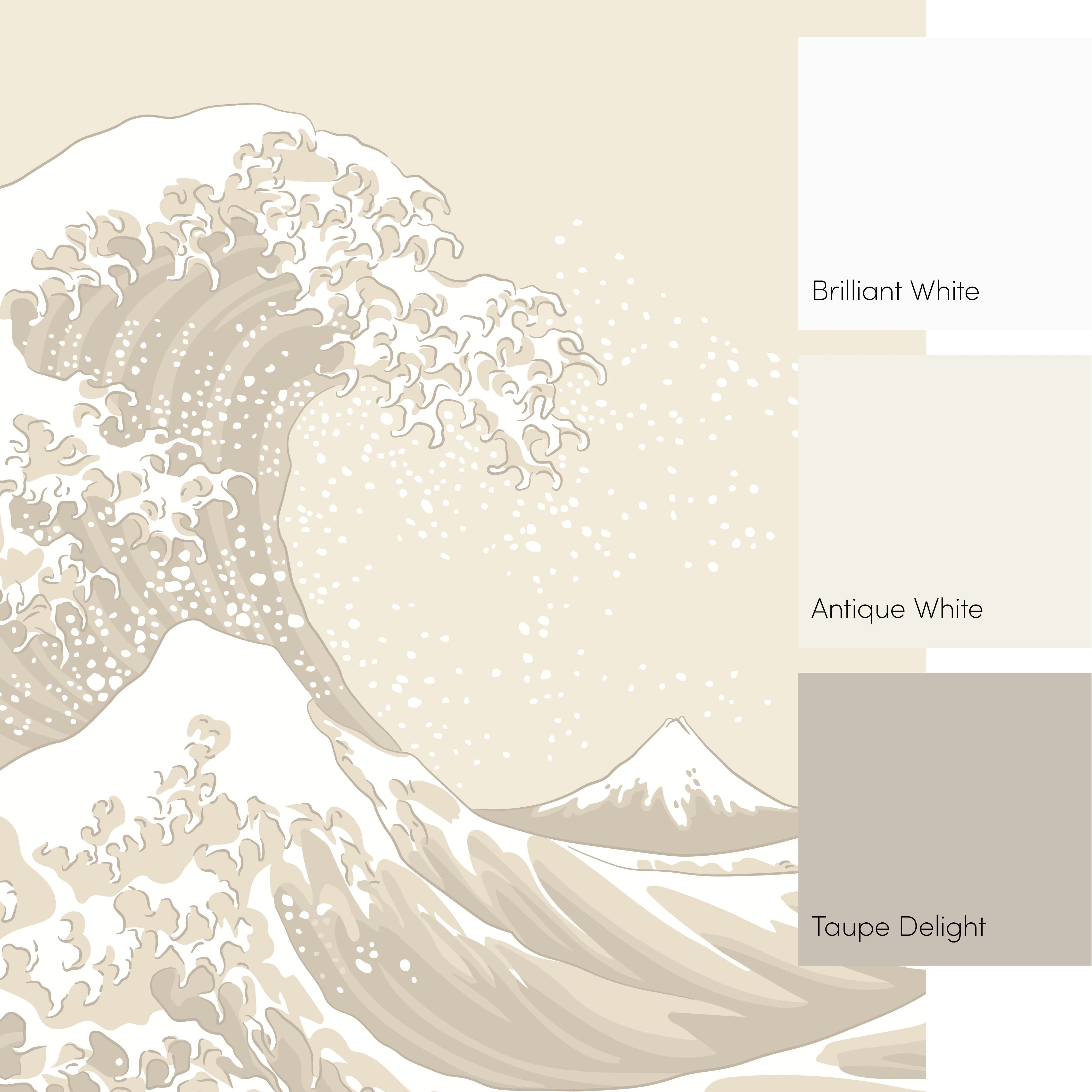 Grand Wave Full Wall Mural in Cream