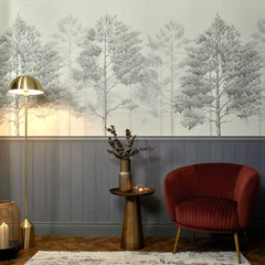 Woodland Whisper Panel Wallpaper in Slate