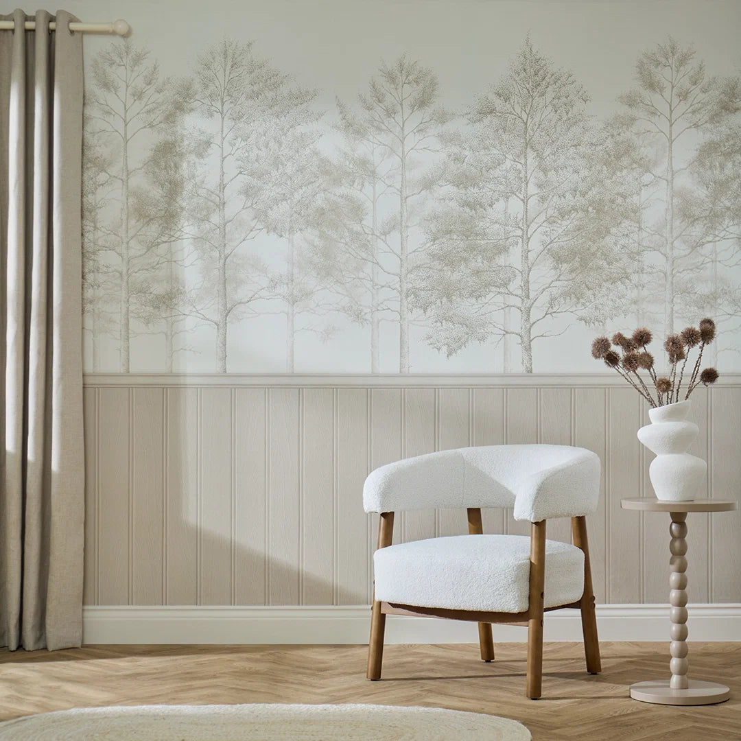 Woodland Whisper Panel Wallpaper in Cream