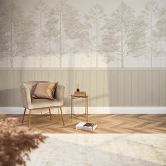 Woodland Whisper Panel Wallpaper in Cream